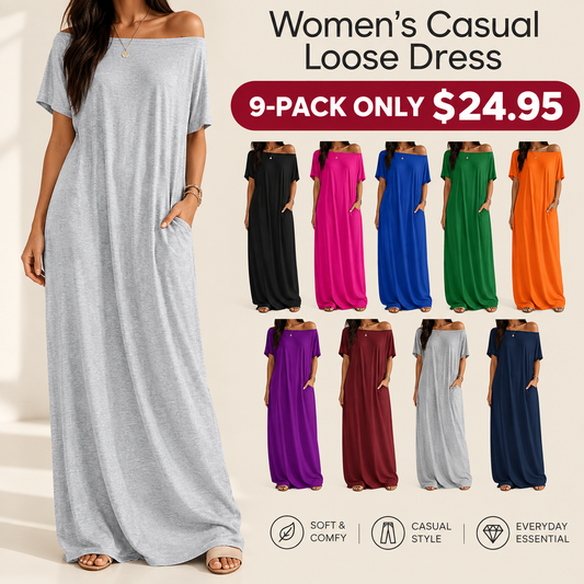 Women's Casual Leaf Print Dress, Loose-Fitting Bat Sleeve Long Sleepwear, Comfortable Home Wear for All Seasons